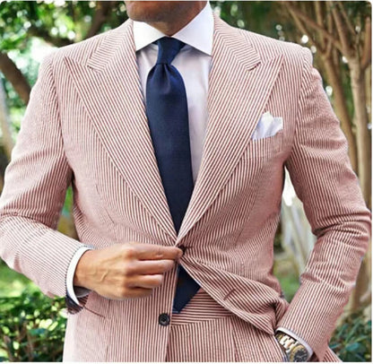 Herren Blazer Elegant Gestreift Slim Fit Anzug