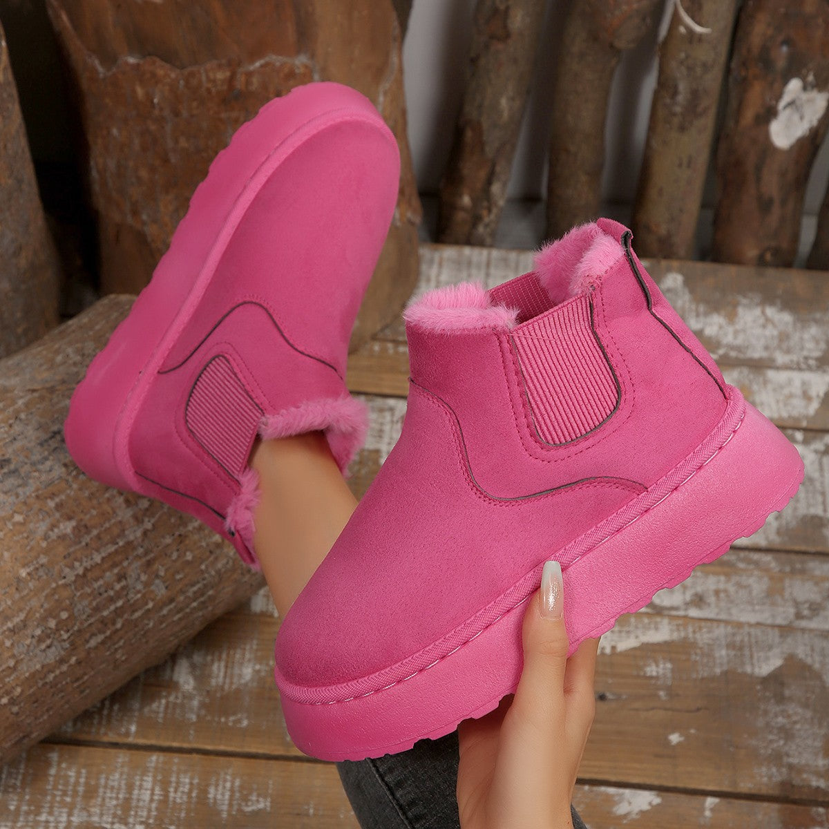 Damen Ankle Boots Warm Kuschelig Rutschfest
