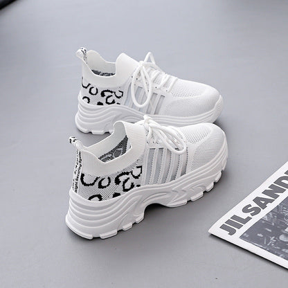 Damen Sneaker Sportlich Leopardenmuster Komfortabel