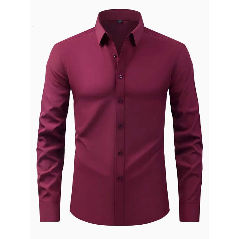 Herren Hemd Langarm Modernes Design Schwarzes Slimfit