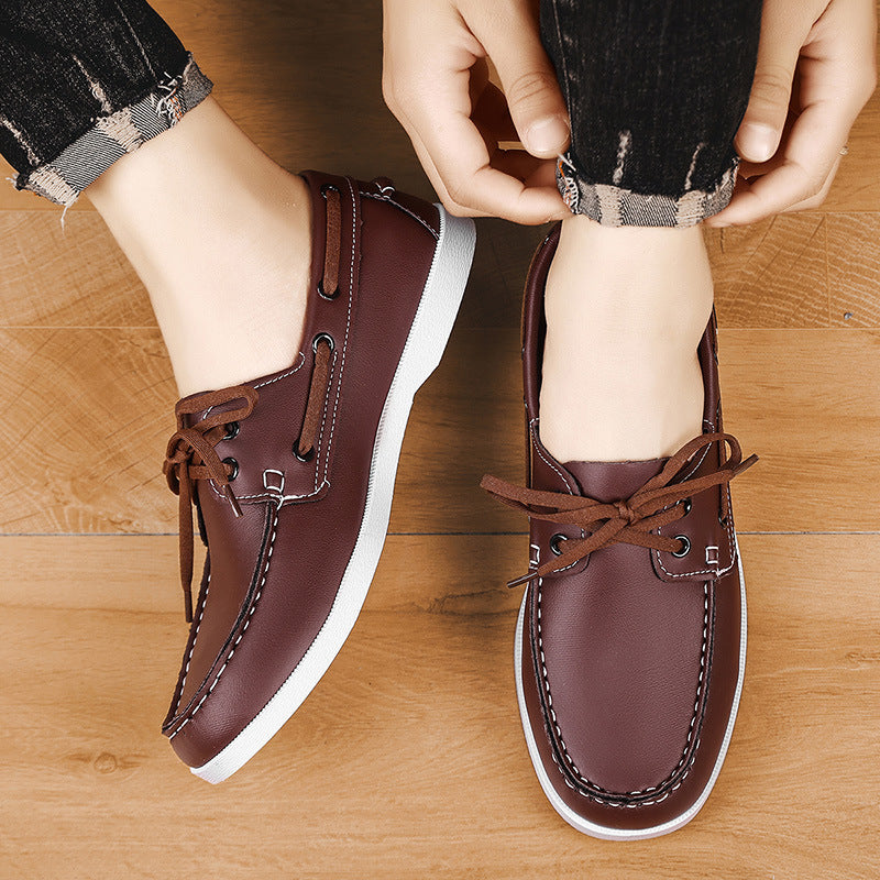 Herren Lederslipper Maritim Sportlich Schwarz