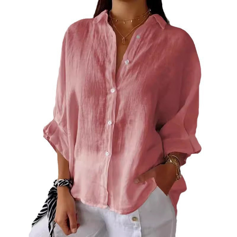 Leichte Damen Leinenbluse mit lockerer Passform Sommer
