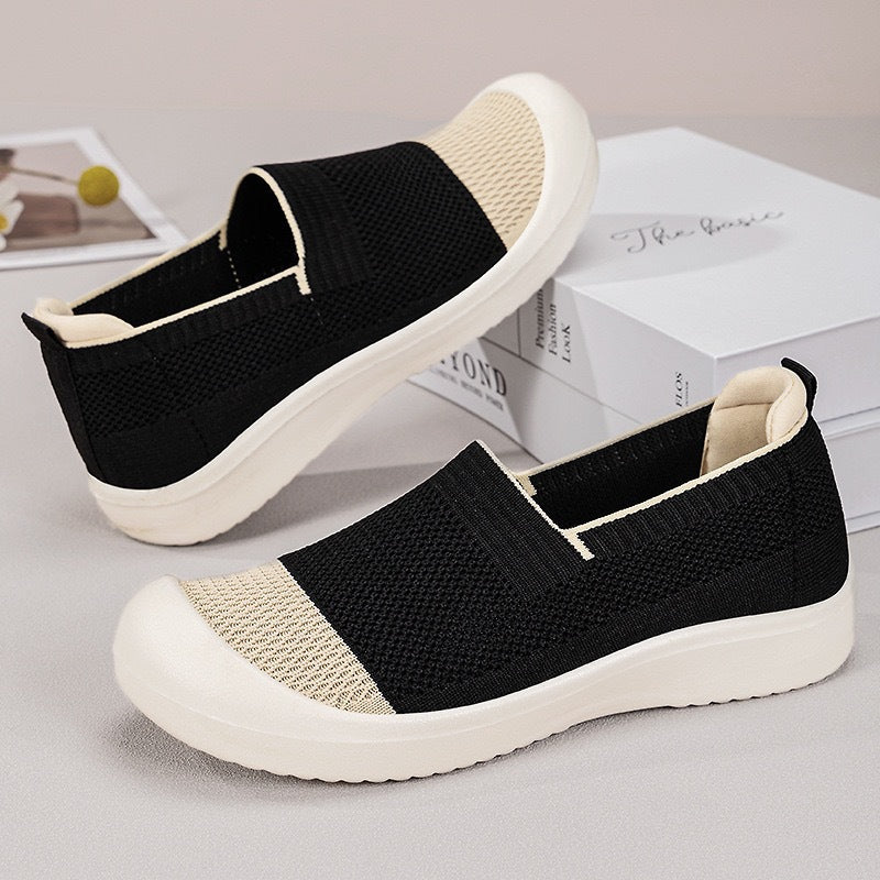 Damen Sneaker atmungsaktiv Slip-On Schuhe bequem rutschfest