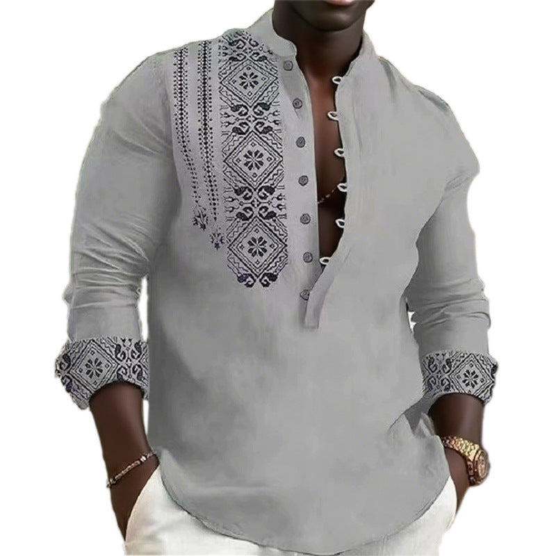 Herren Longsleeve mit Stickmuster Modern Berlin Style - BerlinGlamour