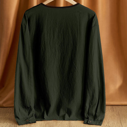 Herren Langarmshirt Bequem Modern mit Knöpfen