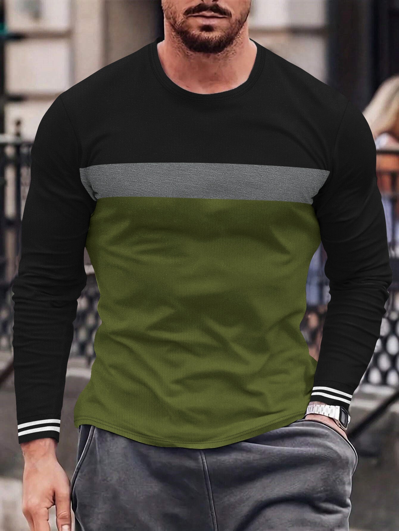 Herren Langarmshirt Bequem Sportlich Modern