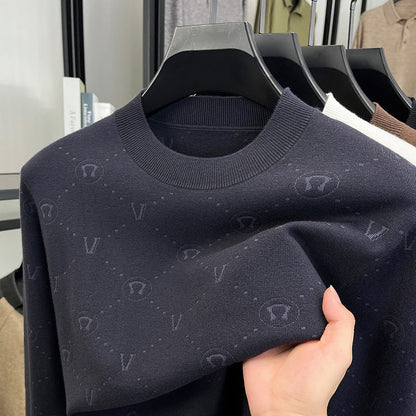 Herren Pullover Eleganter Rundhals Strukturiert Modern
