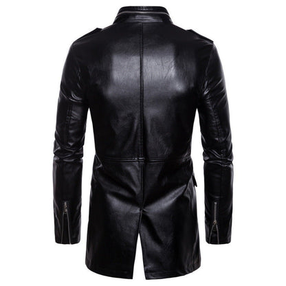 Lederjacke Herren Biker Style Asymmetrisch Mit Taschen