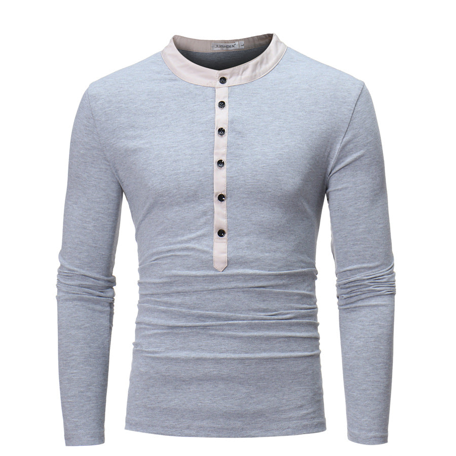 Herren Hemd Langarm Stehkragen Modern Knopfdesign