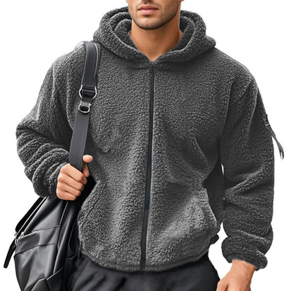 Herren Fleece Hoodie Weich Kapuze Reißverschluss Warm