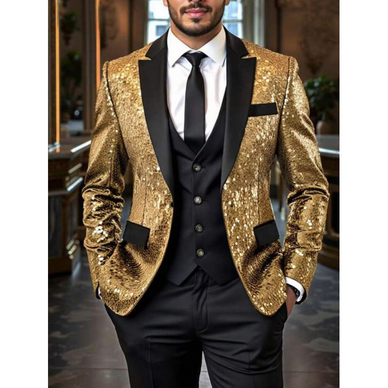 Herren Smoking Blazer Pailletten Glitzernd Elegant