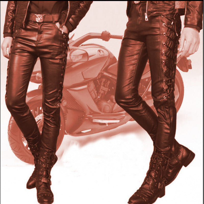 Lederhose Herren Schnürsenkel Schwarz Lederschlank