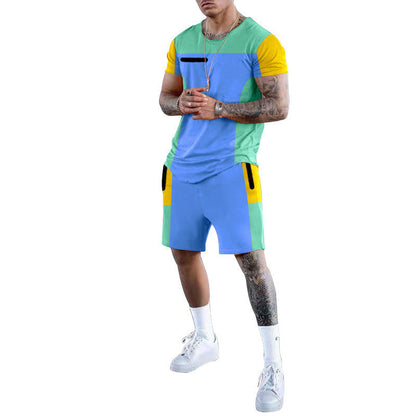 Herren Sportset Kurzarm Modern Farbblock