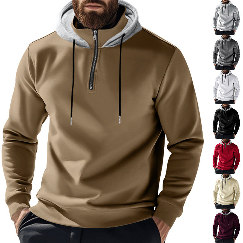 Herren Hoodie Sportlich Halbzip Kapuze Modern - BerlinGlamour