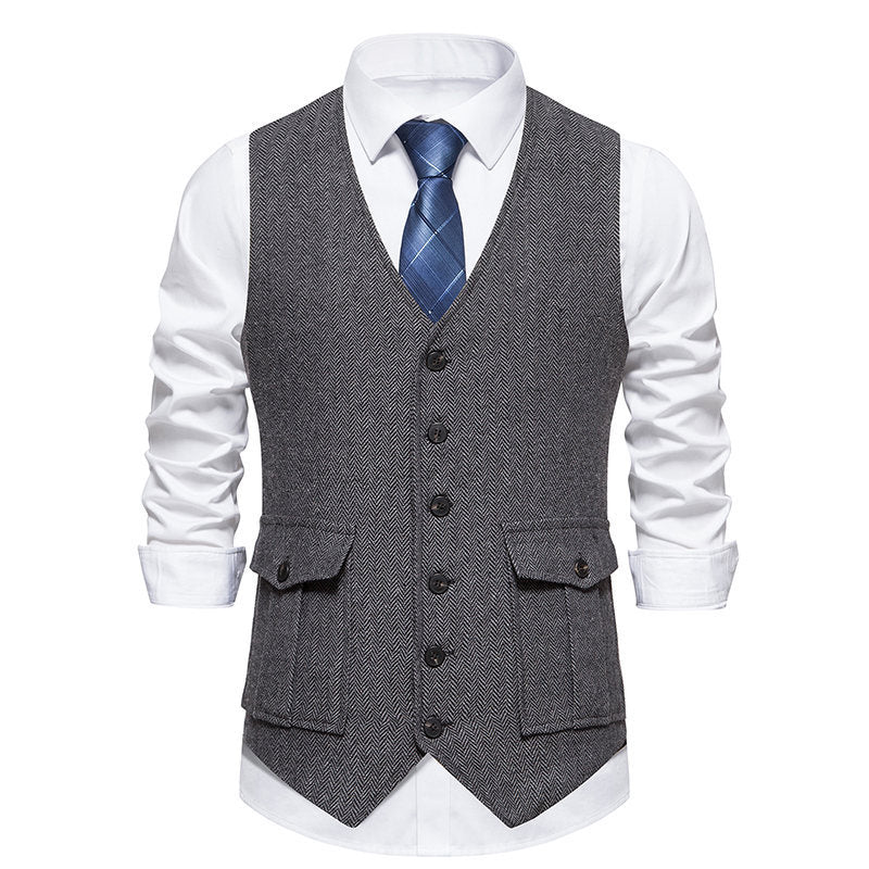 Herren Weste Fischgratmuster Elegante Schlicht