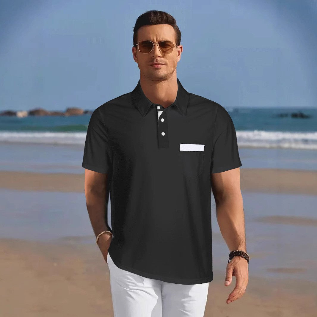 Herren Polohemd modern mit Kontrasttasche Optik