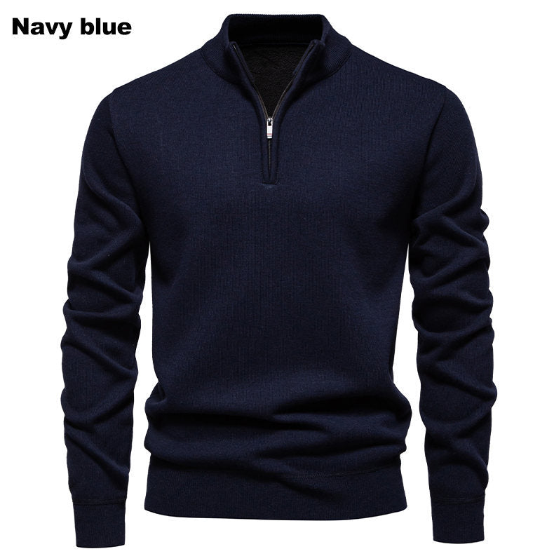 Herren Strickpullover Kurzarm mit Reißverschluss