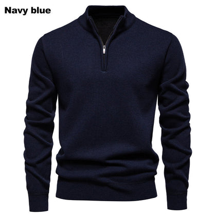 Herren Strickpullover Kurzarm mit Reißverschluss