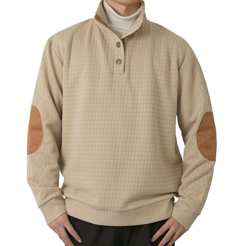 Herren Pullover Stehkragen Leder Modern Style