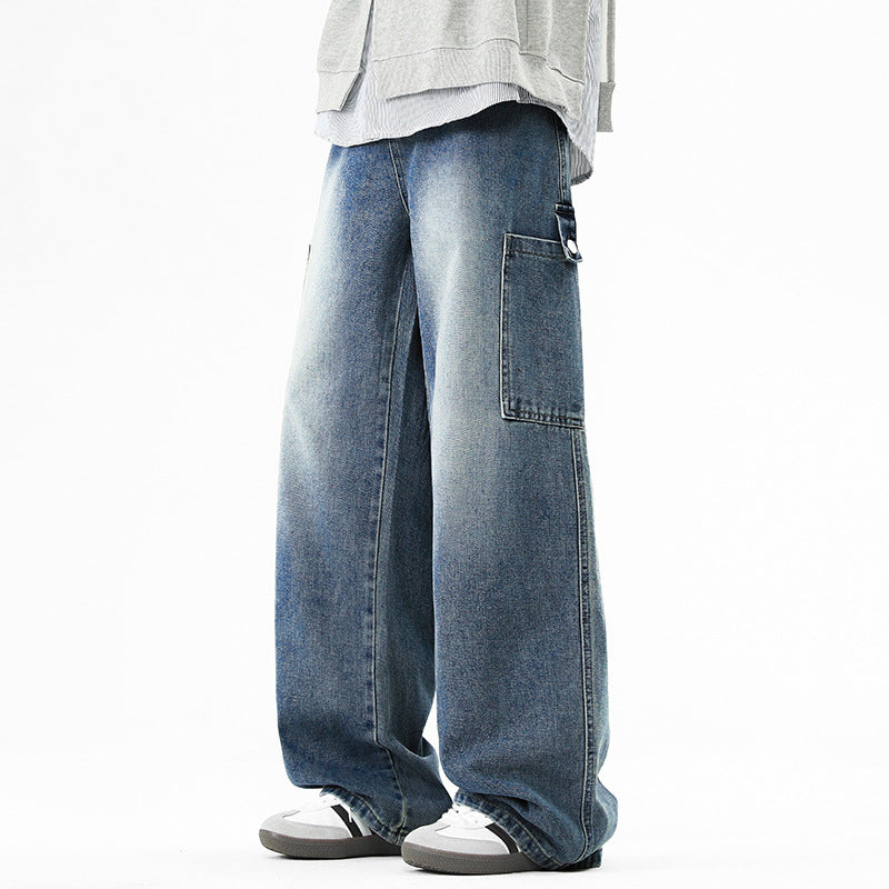 Herren Cargo Jeans Weit Bequem Modern