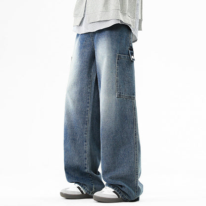 Herren Cargo Jeans Weit Bequem Modern