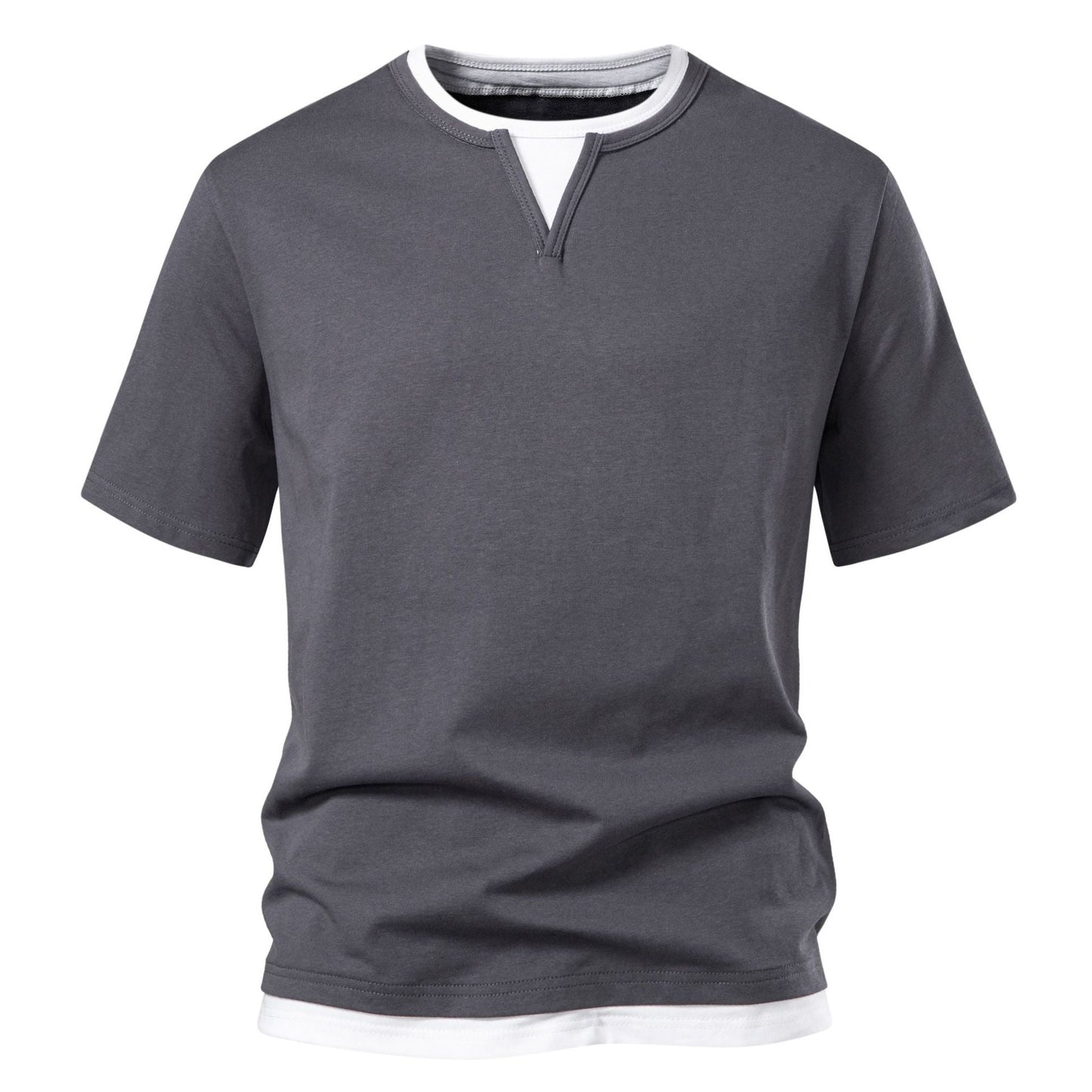 Herren Kurzarmshirt Modern Stehkragen Slim Fit