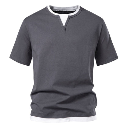 Herren Kurzarmshirt Modern Stehkragen Slim Fit