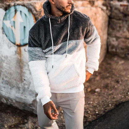 Herren Fleece Pullover Lässig Asymmetrisch Kragen Hoch