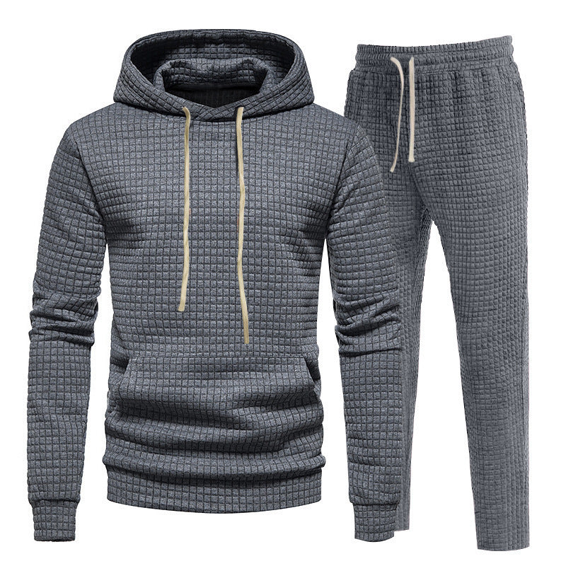 Herren Sport Hoodie Set Elastisch Mit Strukturdesign