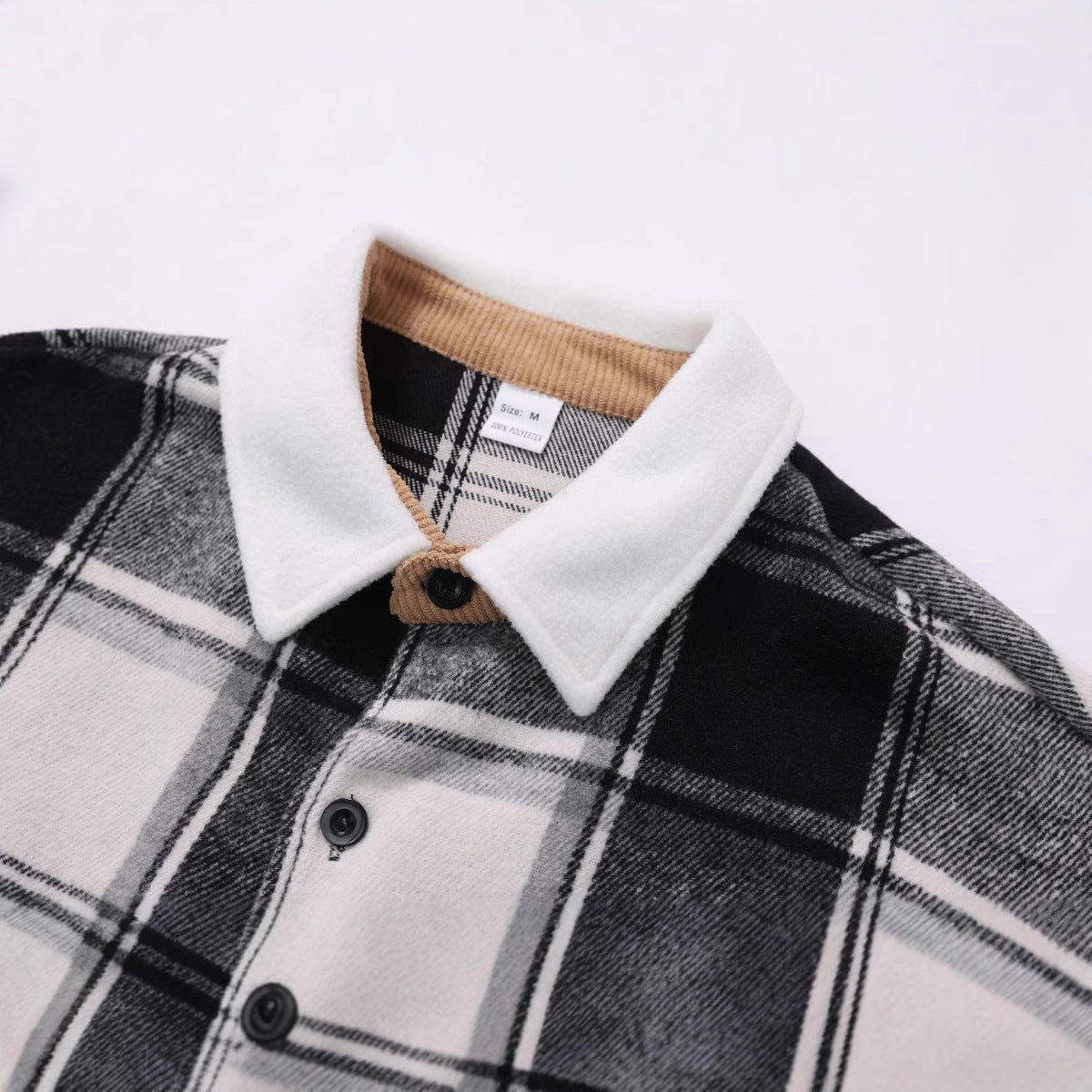 Herren Flanelljacke Kariert Baumwolle Mit Taschen