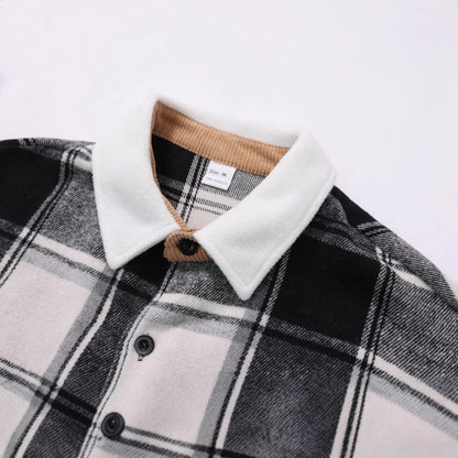 Herren Flanelljacke Kariert Baumwolle Mit Taschen