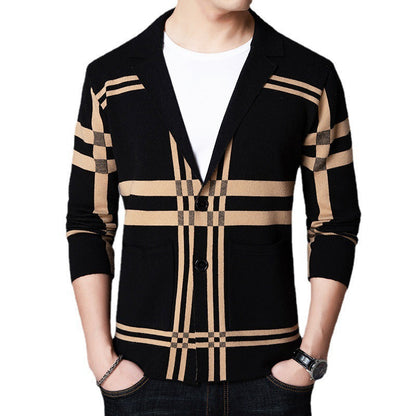 Herren Strickblazer Eleganter Karo Modern