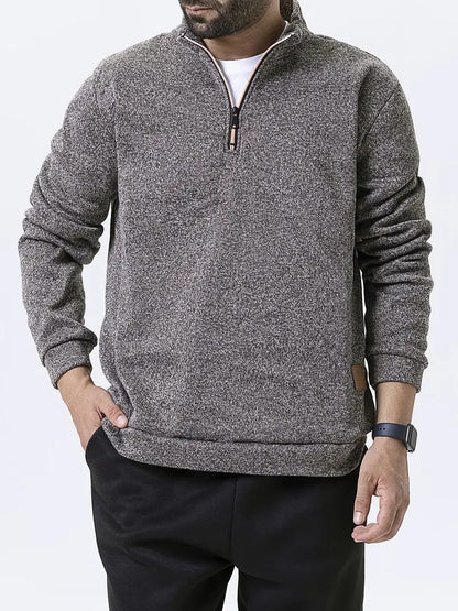 Herren Fleece Pullover Strukturiert Halbzipp