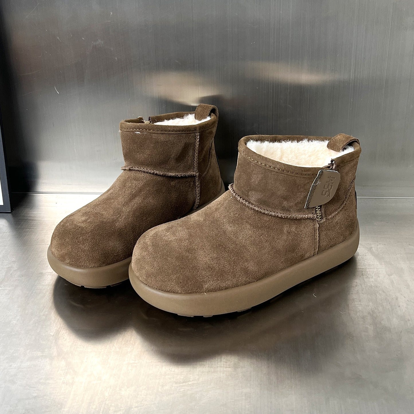 Weiche Winterstiefel Damen Warm Wildleder Kuschelstiefel