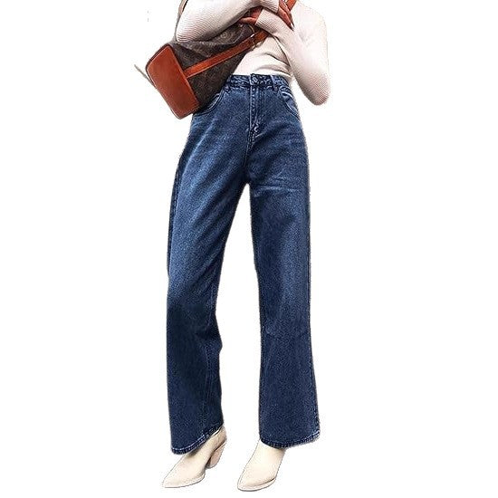 Damen High-Waist Jeans Bequem Mit Taschen
