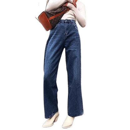 Damen High-Waist Jeans Bequem Mit Taschen
