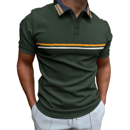 Herren Polohemd Kurzarm Streifen Elegant Modern