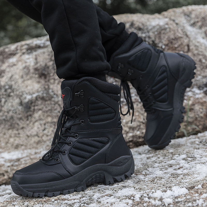 Herren Winterstiefel robust wasserabweisend rutschfest Schwarz