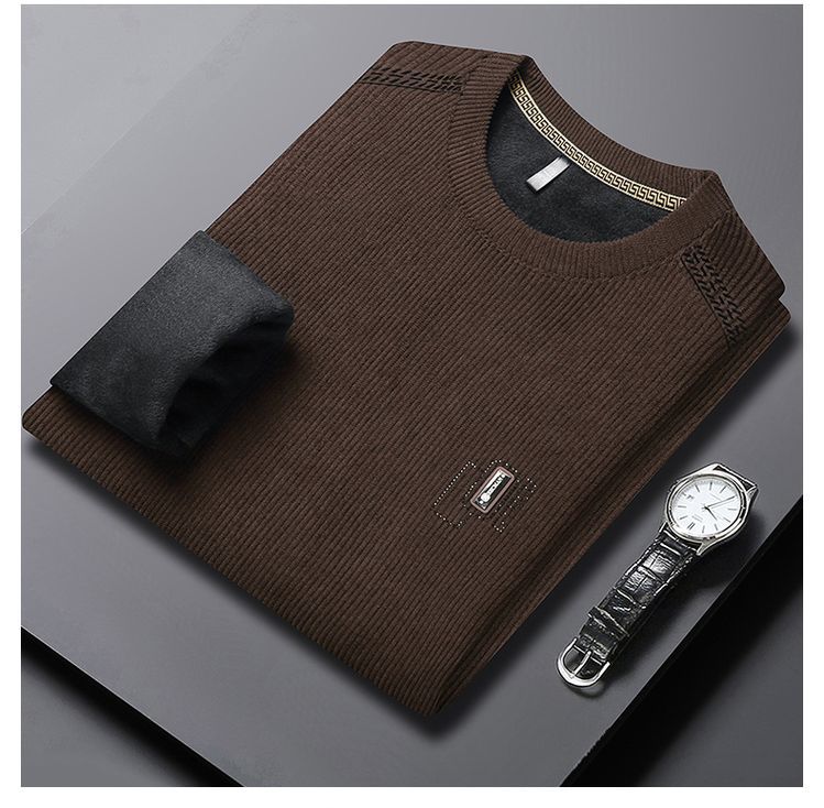 Herren Pullover Modern Rundhals mit Kontrastkragen