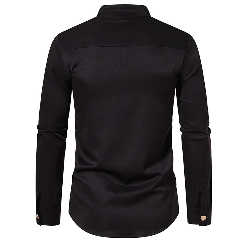 Herren Langarmhemd Stehkragen Elegantes Design Berlin
