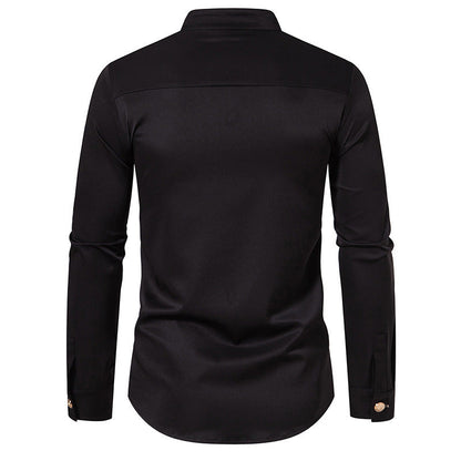 Herren Langarmhemd Stehkragen Elegantes Design Berlin