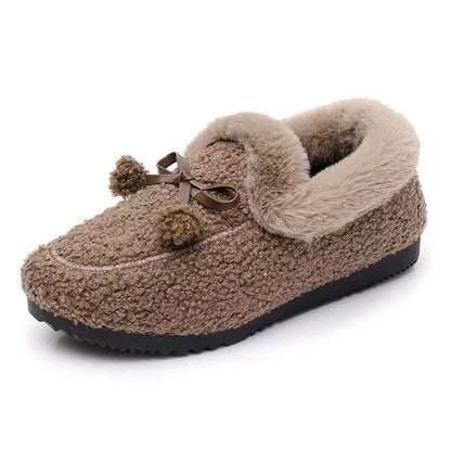 Damen Hausschuhe Flauschig Warm mit Elegantem Detail