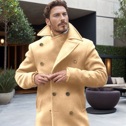 Herren Wintermantel Doppelreiher Eleganter Langmantel