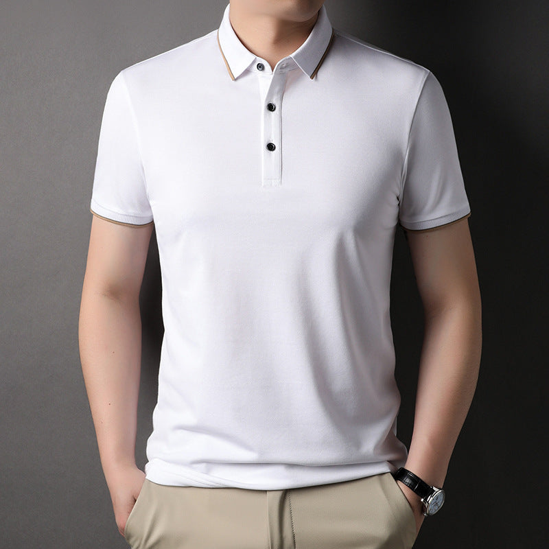 Herren Poloshirt Fein Piqué Kragen Kontrast Modern