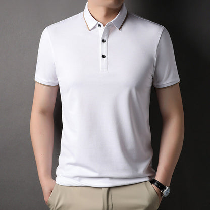 Herren Poloshirt Fein Piqué Kragen Kontrast Modern