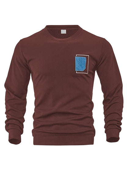 Herren Pullover Lässig Rundhals mit Tasche Modern