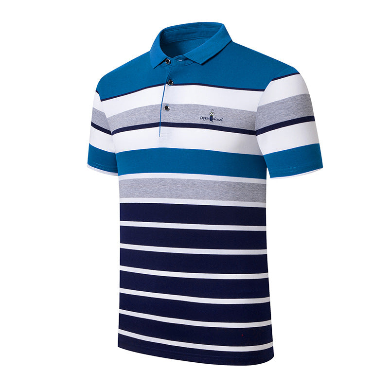 Herren Polo Kurzarm Streifenmuster Modern