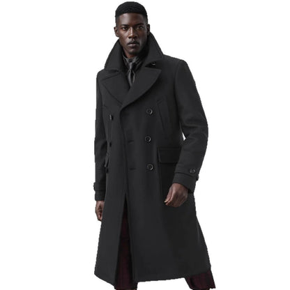 Herren Trenchcoat Eleganter Langschirm Mantel Mit Doppelter Knopfleiste