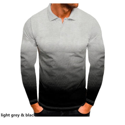 Herren Polo Langarmshirt Farbverlauf Modern Sportlich