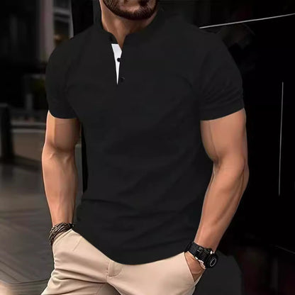 Herren Polohemd Kurzarm Elegantes Stehkragen